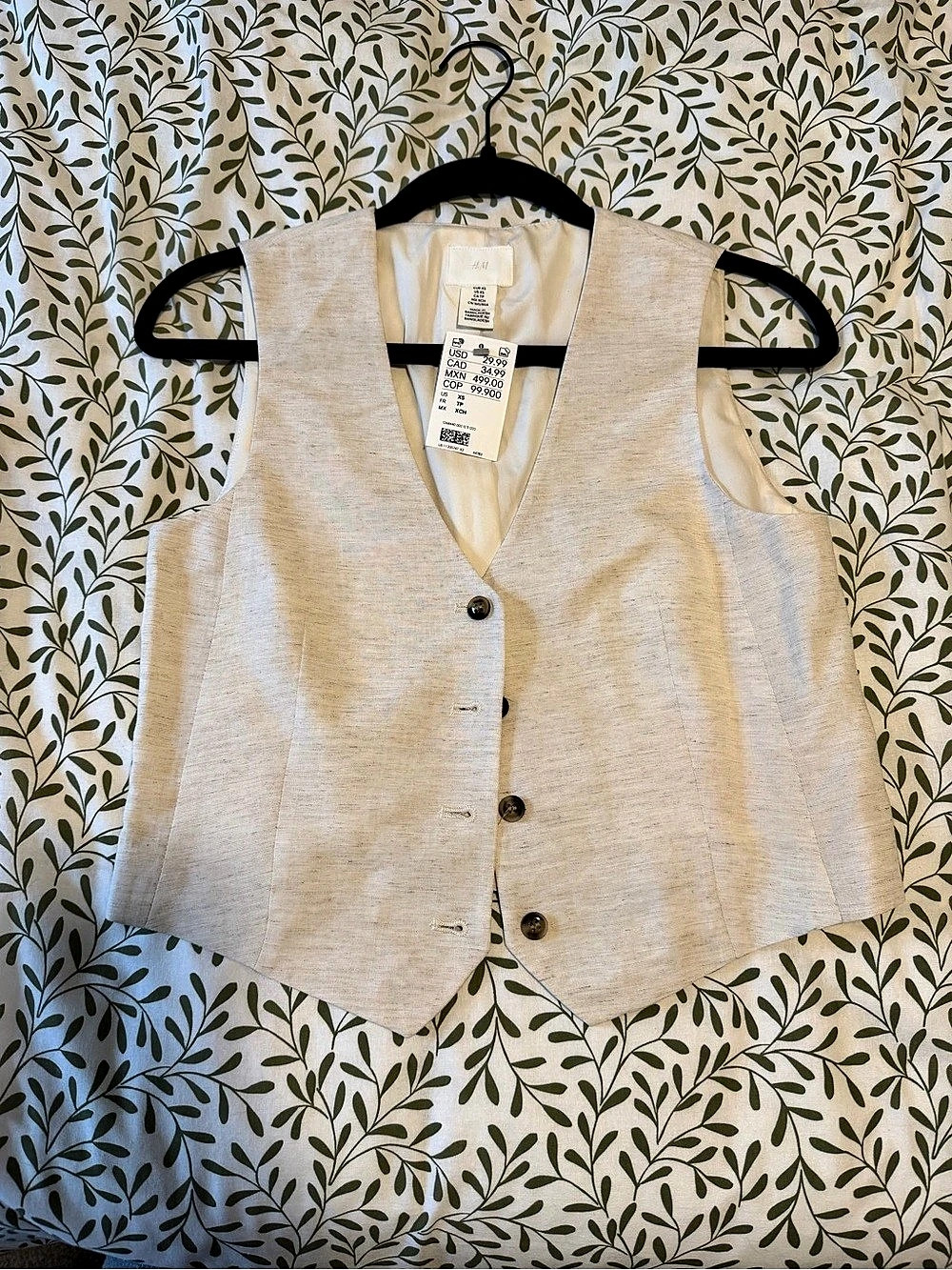 H&M Linen-Blend Vest Women's Beige
